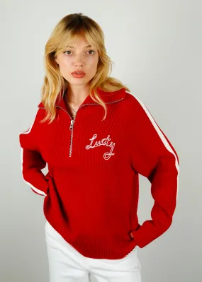 BF Zip Up Lucky Jumper in Red