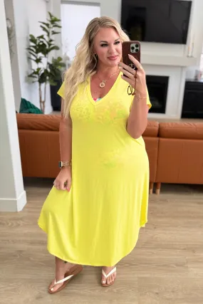 Dolman Sleeve Maxi Dress in Neon Yellow