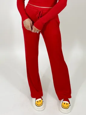 Downtime Ribbed Lounge Pants | Cherry |  Plus Available | FINAL SALE