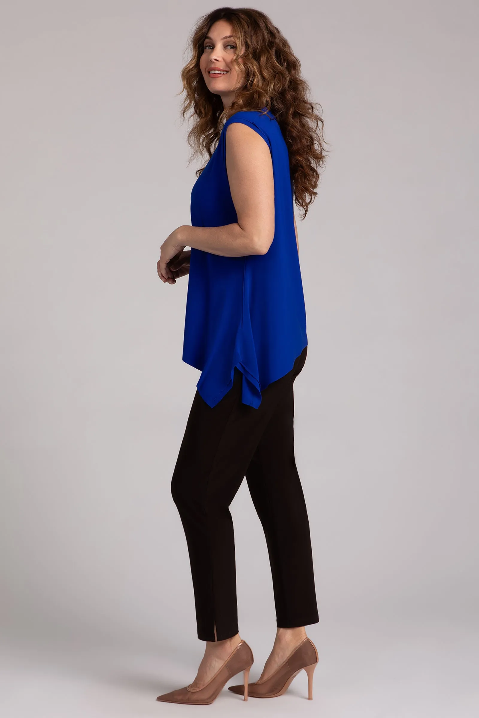 Flounce Muscle Top with Drop Hem | Lapis